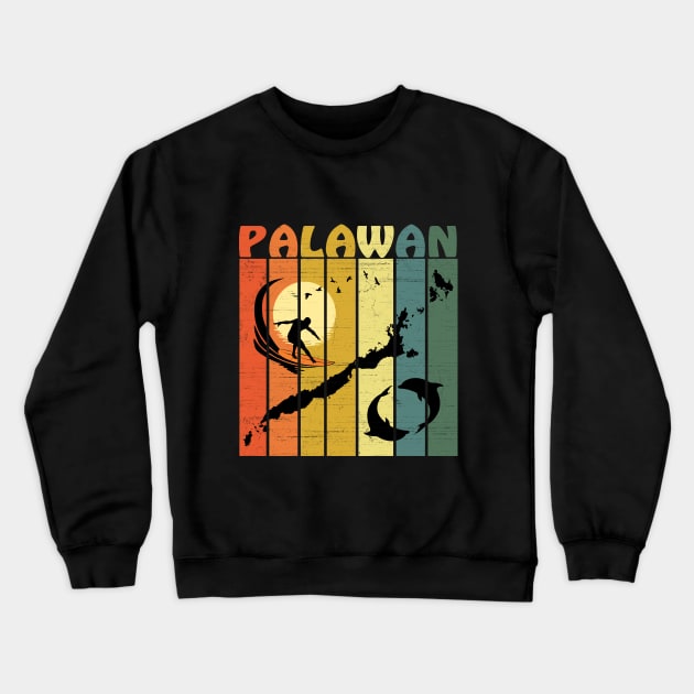 Palawan Surfing Crewneck Sweatshirt by NicGrayTees